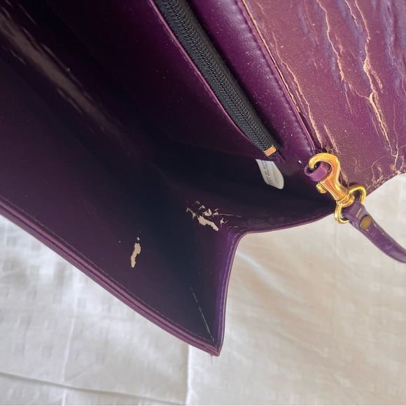 Vintage 80s Genuine Leather Snakeskin Crossbody Clutch Bag OS Purple Multi - Picture 15 of 16